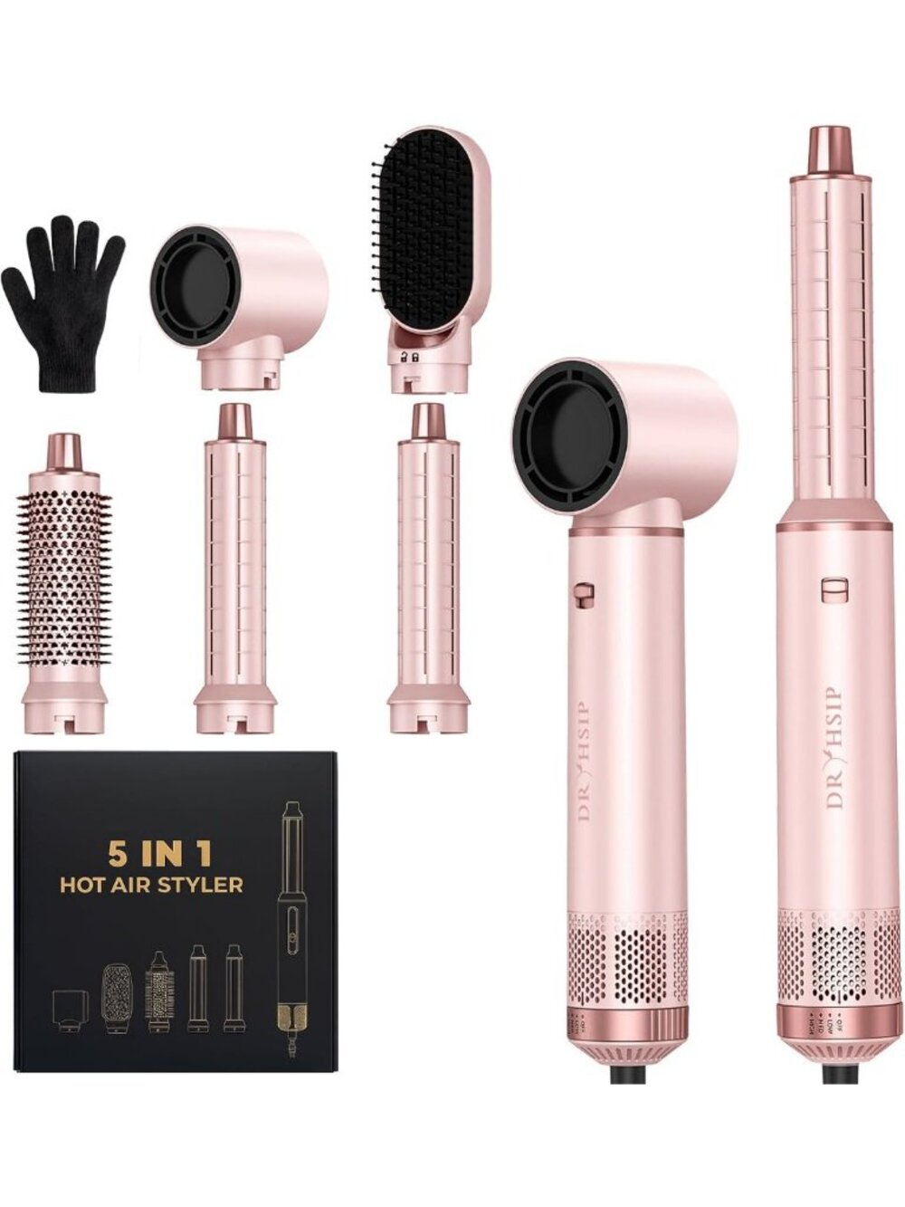 Versatile 5-in-1 Hair Styler, Air Curler & Blow Dryer Brush for Effortless